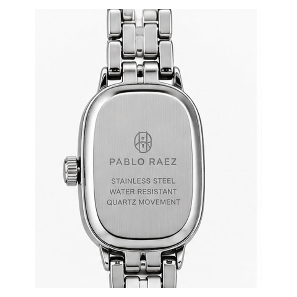 Reloj femenino plateado con esfera ovalada