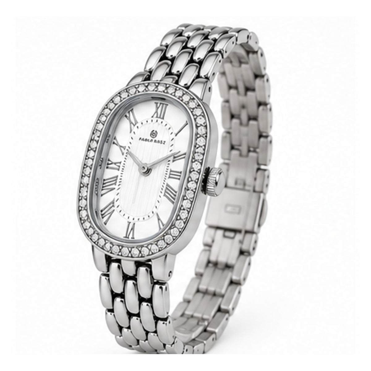 Reloj femenino plateado con esfera ovalada