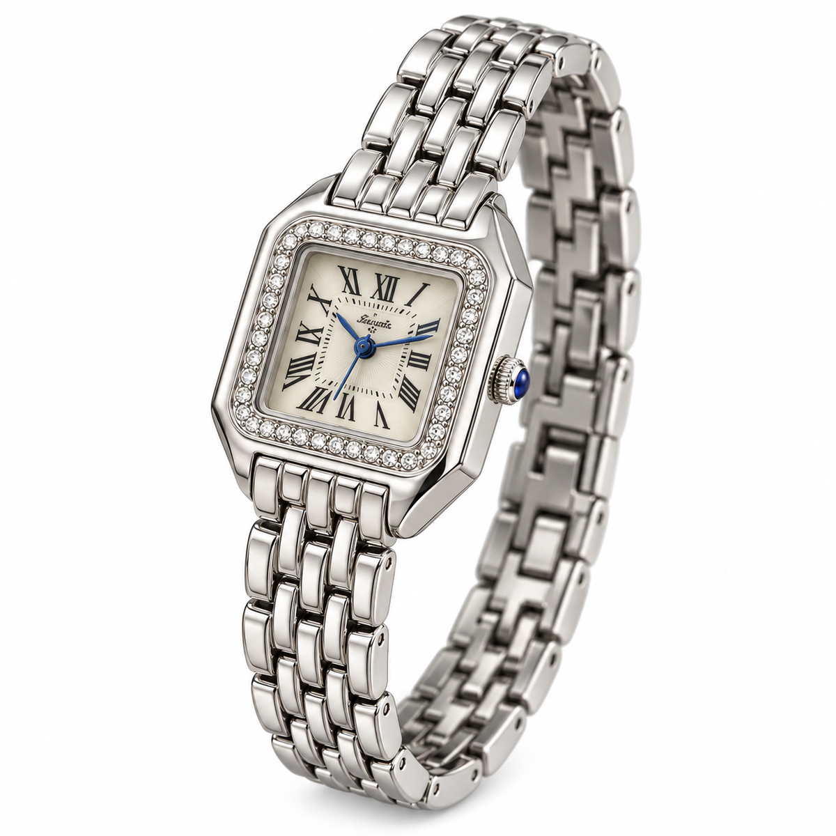 Reloj de cuarzo plateado con strass