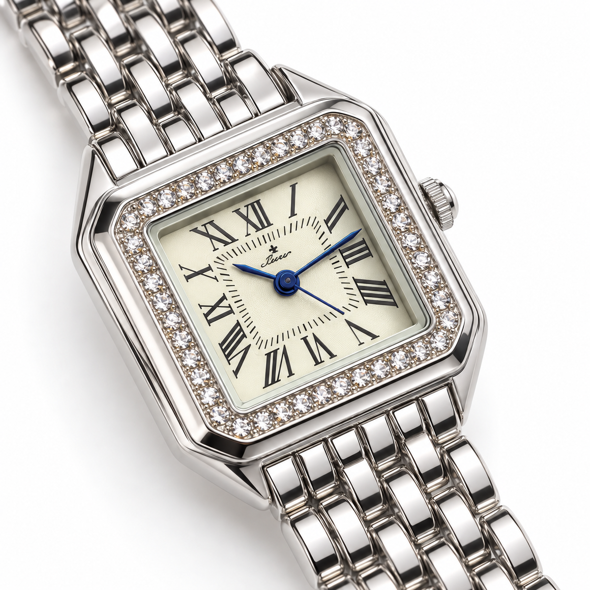 Reloj de cuarzo plateado con strass